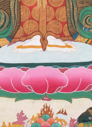 Avalokiteshvara Original Handmade Tibetan Thangka | Small Size Wall Decoration Painting