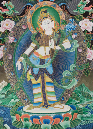 Padmapani Lokeshvara Tibetan Thangka | Paubha Art Meditation
