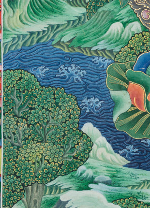 Padmapani Lokeshvara Tibetan Thangka | Paubha Art Meditation