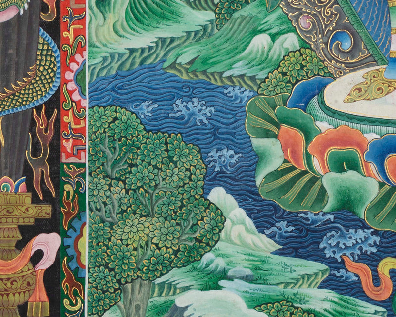 Padmapani Lokeshvara Tibetan Thangka | Paubha Art Meditation
