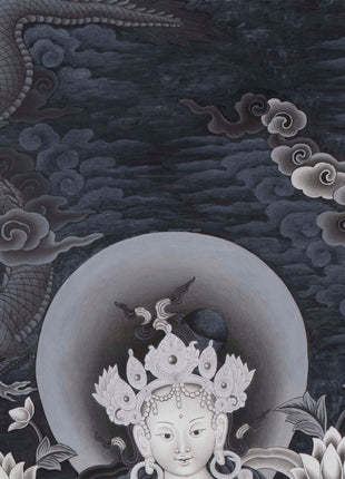 Newari Thangka | White Tara, Manjushri and Green Tara Standing