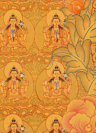 108 Chenrezig Avalokiteshvara Thangka | 24k Pure Gold Original Handmade Tibetan Thangka | Small Size Wall Decoration Painting | Mindfulness Meditation