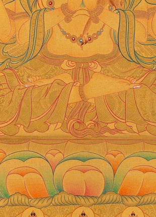 108 Chenrezig Avalokiteshvara Thangka | 24k Pure Gold Original Handmade Tibetan Thangka | Small Size Wall Decoration Painting | Mindfulness Meditation