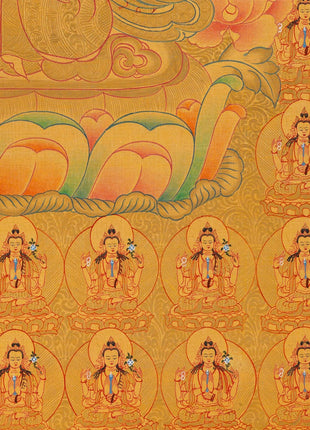 108 Chenrezig Avalokiteshvara Thangka | 24k Pure Gold Original Handmade Tibetan Thangka | Small Size Wall Decoration Painting | Mindfulness Meditation