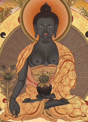 Medicine Buddha Lapis Lazul Thangka | Wall Hanging Yoga Meditation Canvas Art