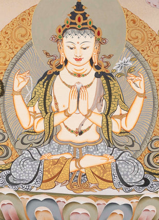Four Armed Avalokiteshvara Chenrezig | Good Luck Symbols Art