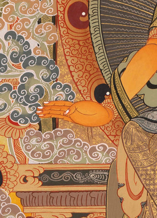 Maitreya Buddha Thangka | Original Handpainted Tibetan Art |  Wall Hanging Decor