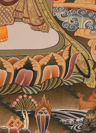 Maitreya Buddha Thangka | Original Handpainted Tibetan Art |  Wall Hanging Decor