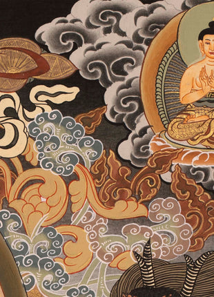 Maitreya Buddha Thangka | Original Handpainted Tibetan Art |  Wall Hanging Decor