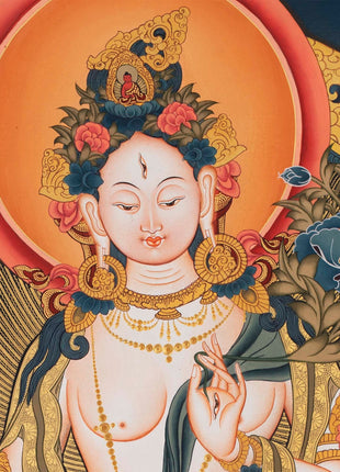 Large Arya Tara Tibetan Thangka | Mother Of Compassion And Wisdom