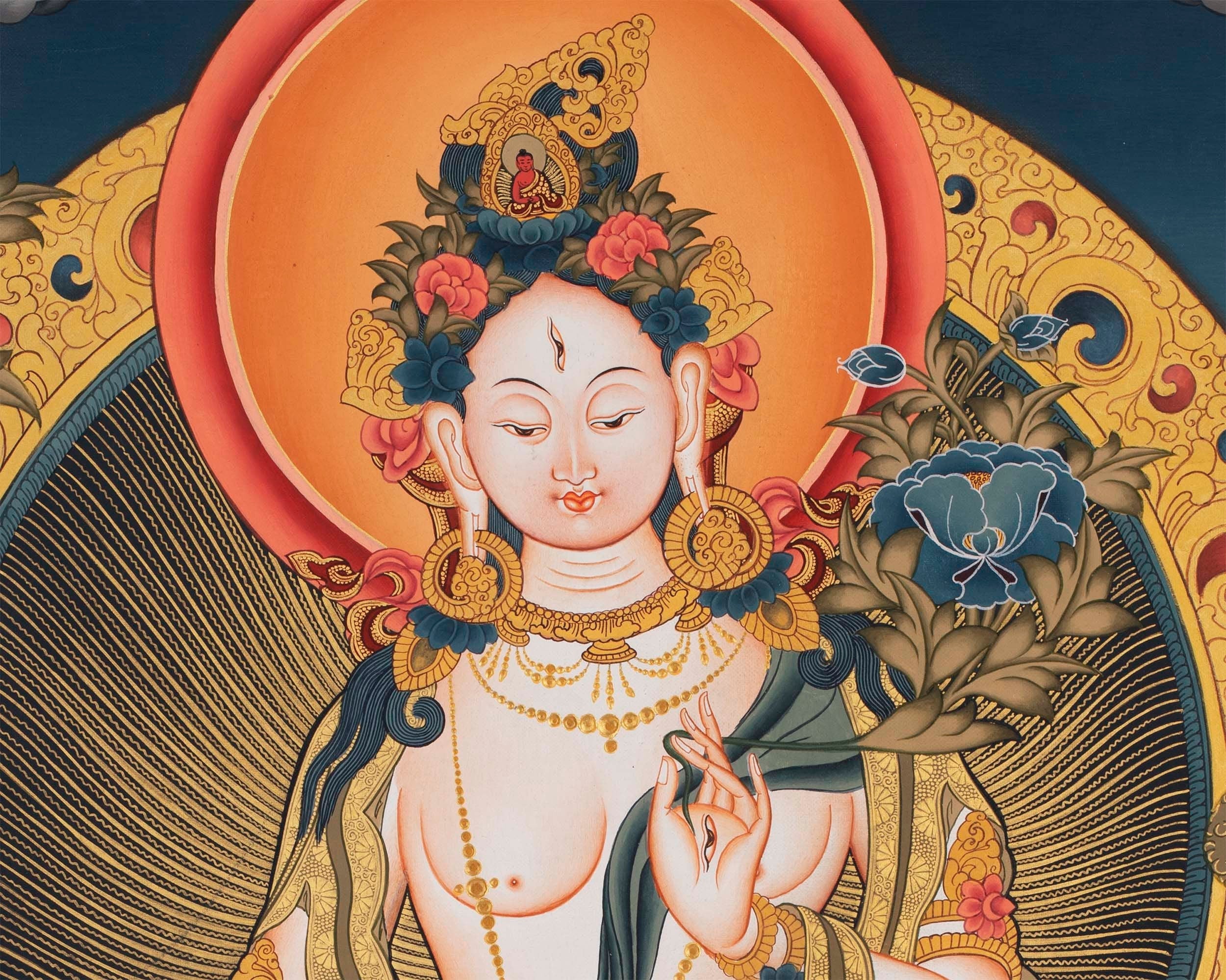 Large Arya Tara Tibetan Thangka | Mother Of Compassion And Wisdom