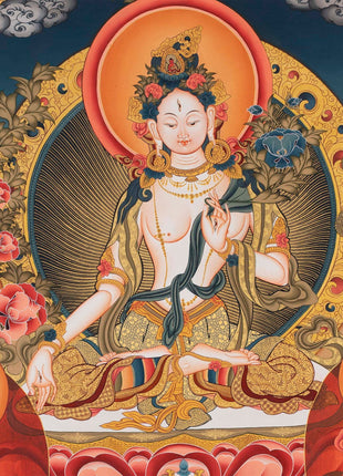 Large Arya Tara Tibetan Thangka | Mother Of Compassion And Wisdom