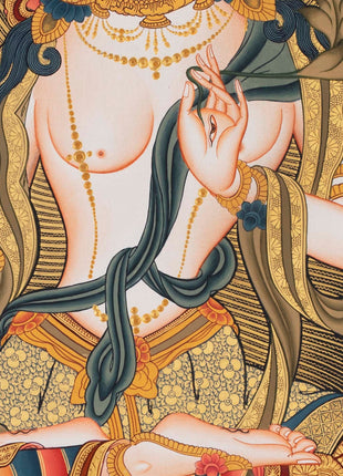 Large Arya Tara Tibetan Thangka | Mother Of Compassion And Wisdom