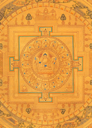 Full Gold Buddha Mandala | Original Hand-Painted Buddhist Wall Hanging Art