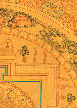 Full Gold Buddha Mandala | Original Hand-Painted Buddhist Wall Hanging Art