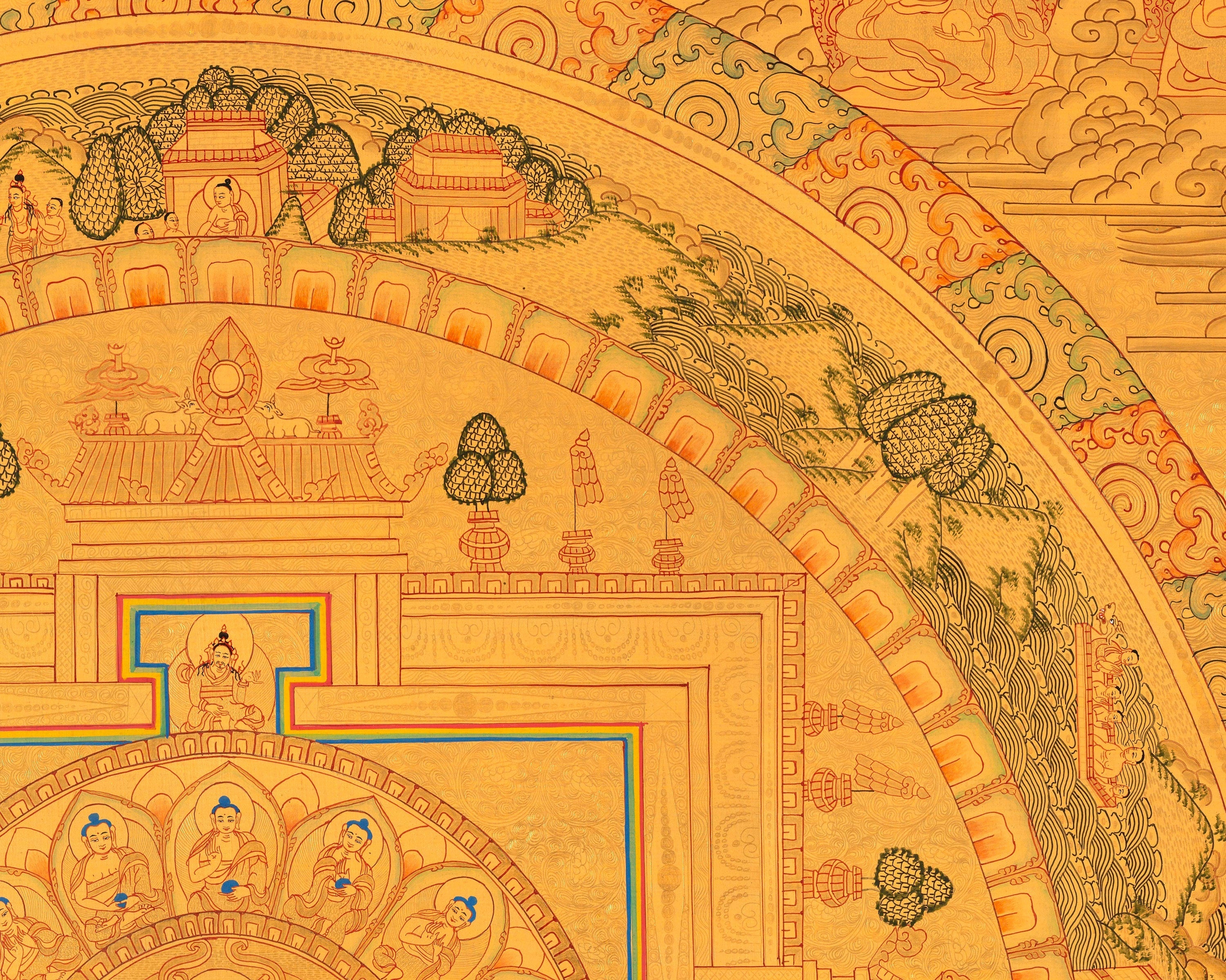 Full Gold Buddha Mandala | Original Hand-Painted Buddhist Wall Hanging Art