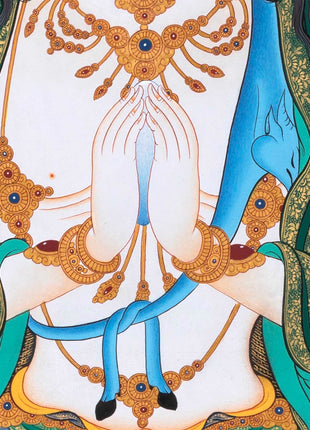 Handmade Avalokiteshvara Thangka | Hand Pained Tibetan Wall decor