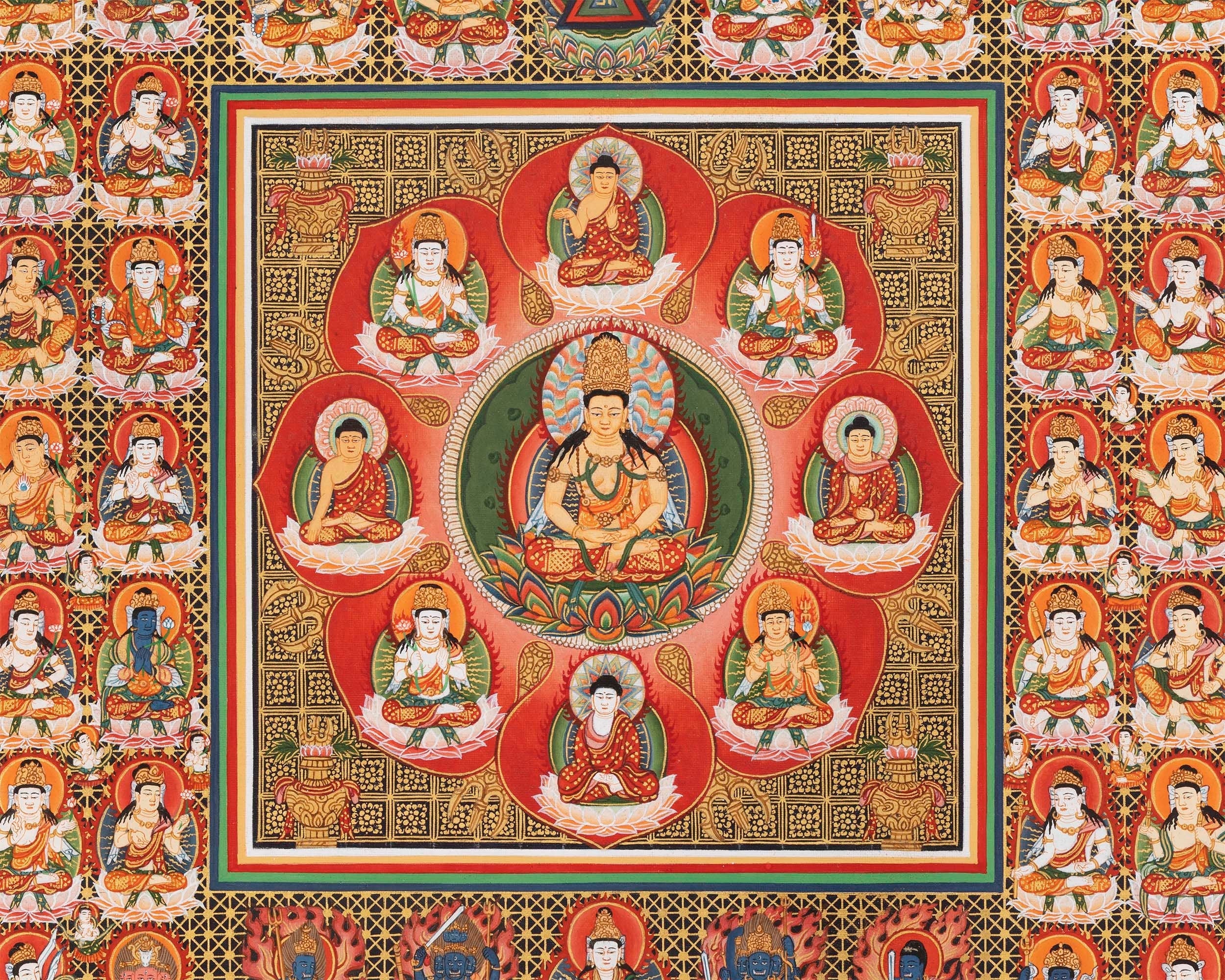 Ryokai Mandala Thangka | Rare Japanese Style Original Hand-Painted High Quality Mandala Set For Buddhist Shrine | Home Decoration