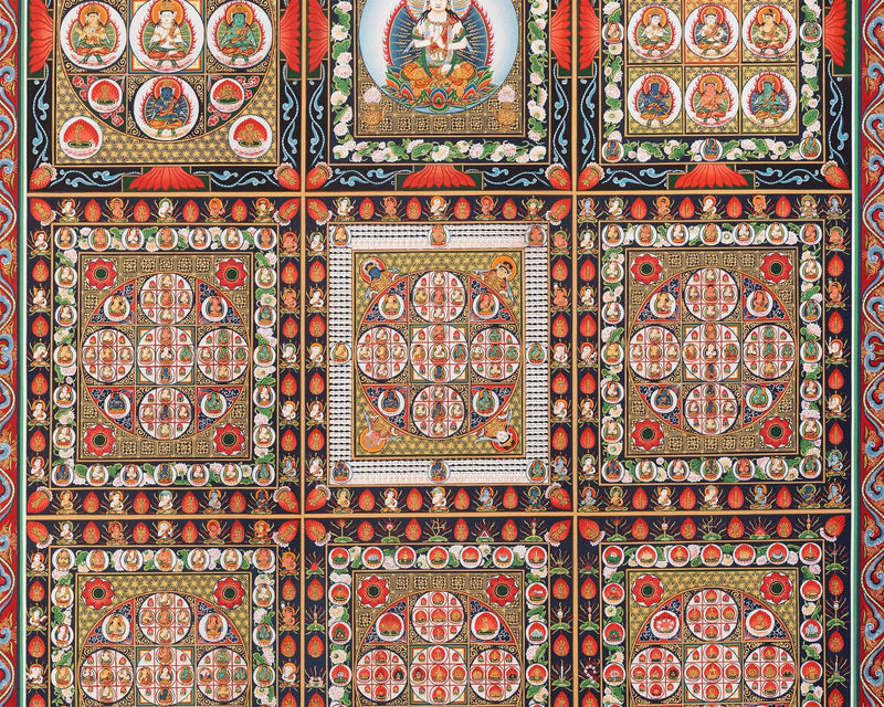 Ryokai Mandala Thangka | Rare Japanese Style Original Hand-Painted High Quality Mandala Set For Buddhist Shrine | Home Decoration
