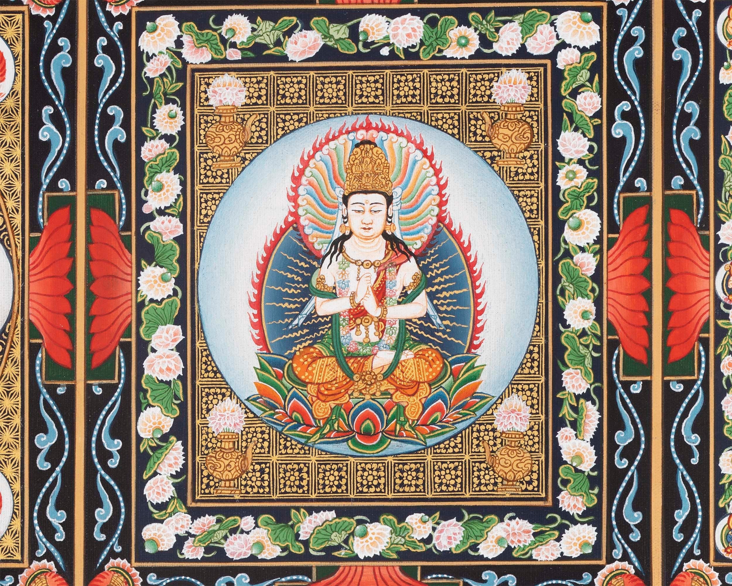Ryokai Mandala Thangka | Rare Japanese Style Original Hand-Painted High Quality Mandala Set For Buddhist Shrine | Home Decoration