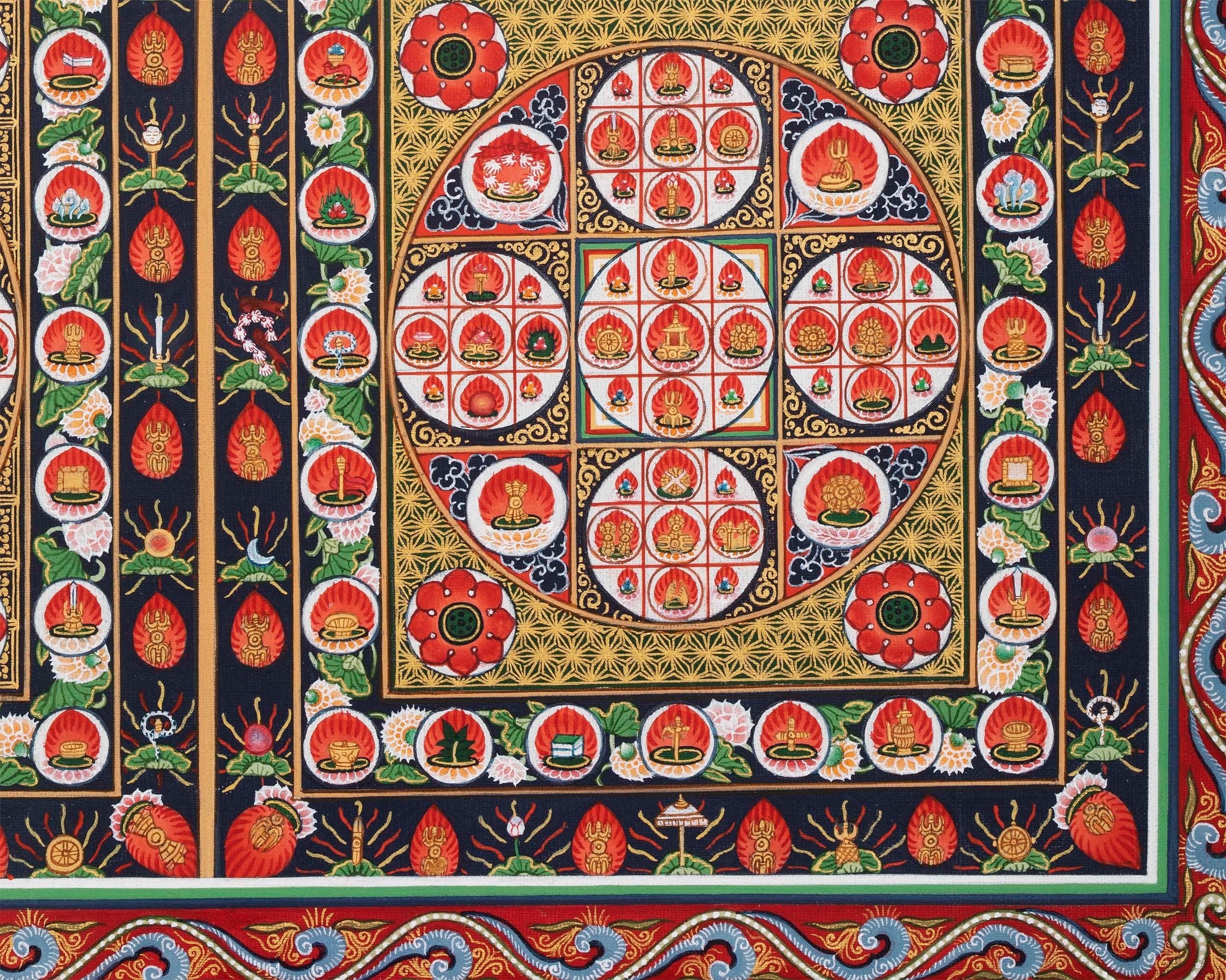 Ryokai Mandala Thangka | Rare Japanese Style Original Hand-Painted High Quality Mandala Set For Buddhist Shrine | Home Decoration
