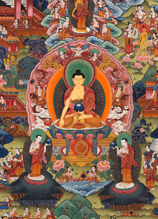 Buddha Life Story Vintage Thangka | Tibetan Buddhist Crafts Decoration