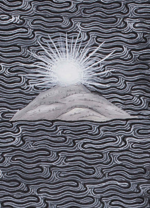 Boddhisattva Manjushree Thangka Creating Kathmandu Valley With The Self Born Light Swayambhu | Newari Style Black And White Wall Deco Art