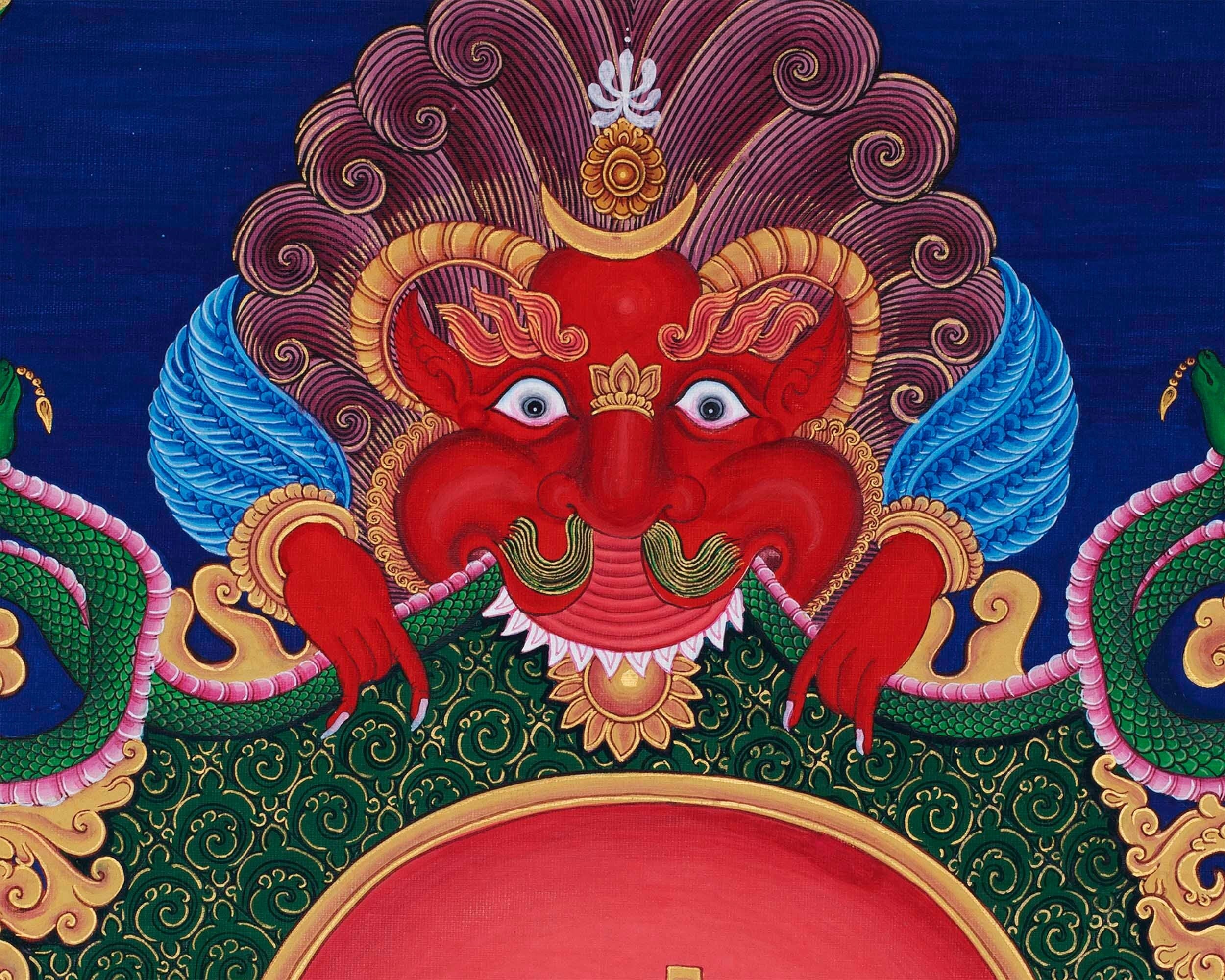 Ganesh Original Hand-Painted Buddhist Thangka Painting | Buddhist and Hindu Deity | Ganesh Wall Hanging Art | Ganapati Baba Moriya