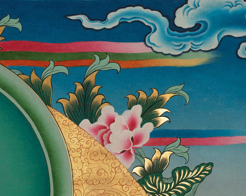 Red Amitabha Buddha Print | Original Hand-Painted Thangka | Wall Hanging For Peace And Harmony |  Mindfulness Meditation Practice Tool
