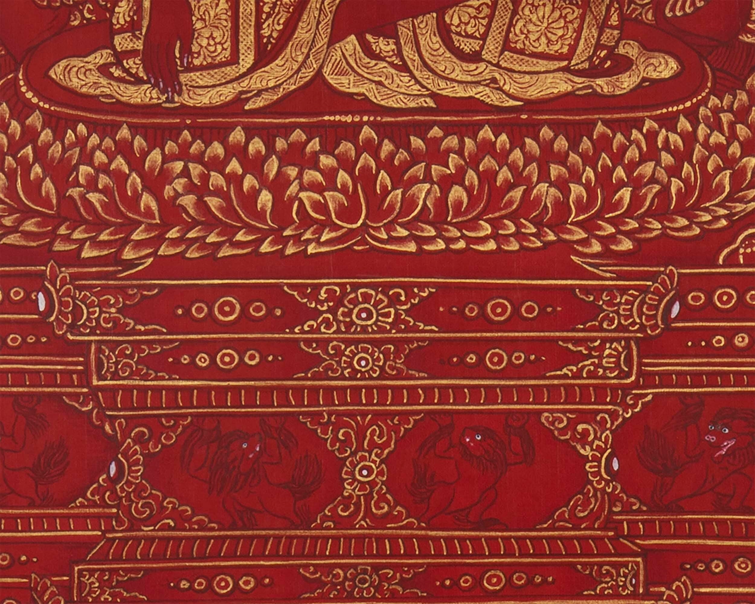 24k 108 Buddhas' Gold Print | Fine Quality Handmade Tibetan Thangka |  Wall hanging Decoration | Small Size Wall Decor | Zen Art