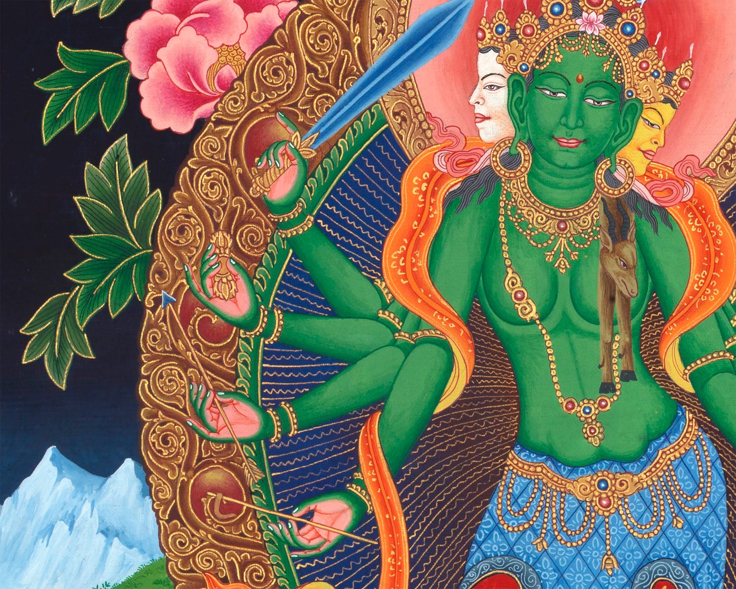 Paubha Painting Of Bodhisattva Avalokiteshvara | Ancient Art Style Popular Among The Newar Artists Of Nepal | Religious Wall Decoration