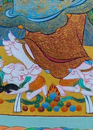 Six-armed White Mahakala | Hand painted Thangka | Himalayan Tibetan Buddhist Art