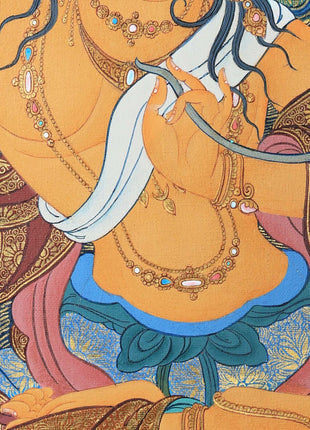 Manjushree Bodhisattva Thangka | Tibetan Art | Hand Painted with 24K Gold