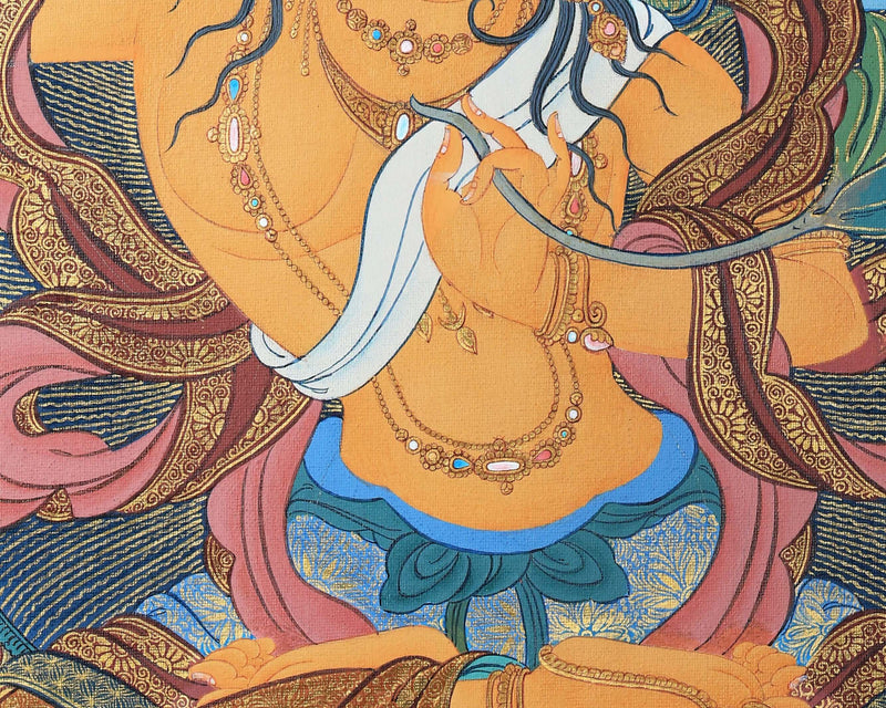 Manjushree Bodhisattva Thangka | Tibetan Art | Hand Painted with 24K Gold