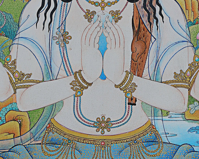Bodhisattva Avalokiteshvara | Tibetan thangka Painting | Chenrezig