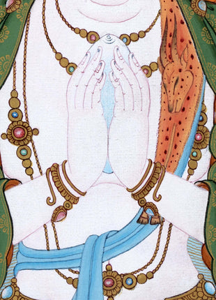 Avalokiteshvara, Chenrezig Bodhisattva Thangka Painting, Tibetan Vajrayana Painting