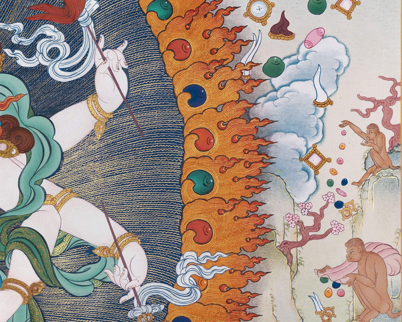 White Mahakala Thangka, Hand Painted Tibetan thangka Painting