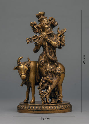 Hand-Crafted Krishna Statue With Intricate Details | Brass Statue Of Gopala-Krishna