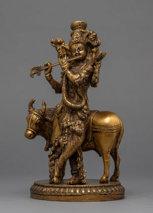 Hand-Crafted Krishna Statue With Intricate Details | Brass Statue Of Gopala-Krishna