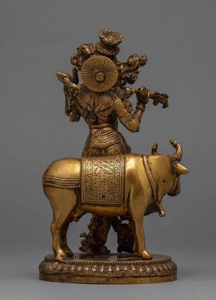 Hand-Crafted Krishna Statue With Intricate Details | Brass Statue Of Gopala-Krishna