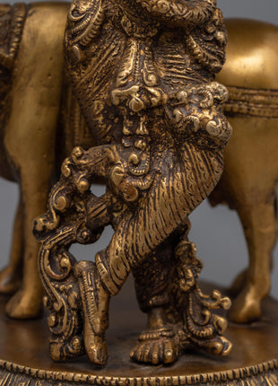 Hand-Crafted Krishna Statue With Intricate Details | Brass Statue Of Gopala-Krishna
