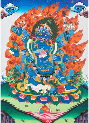 Kalabhairava Thangka | Six Armed Mahakala Tibetan Buddhist Deity
