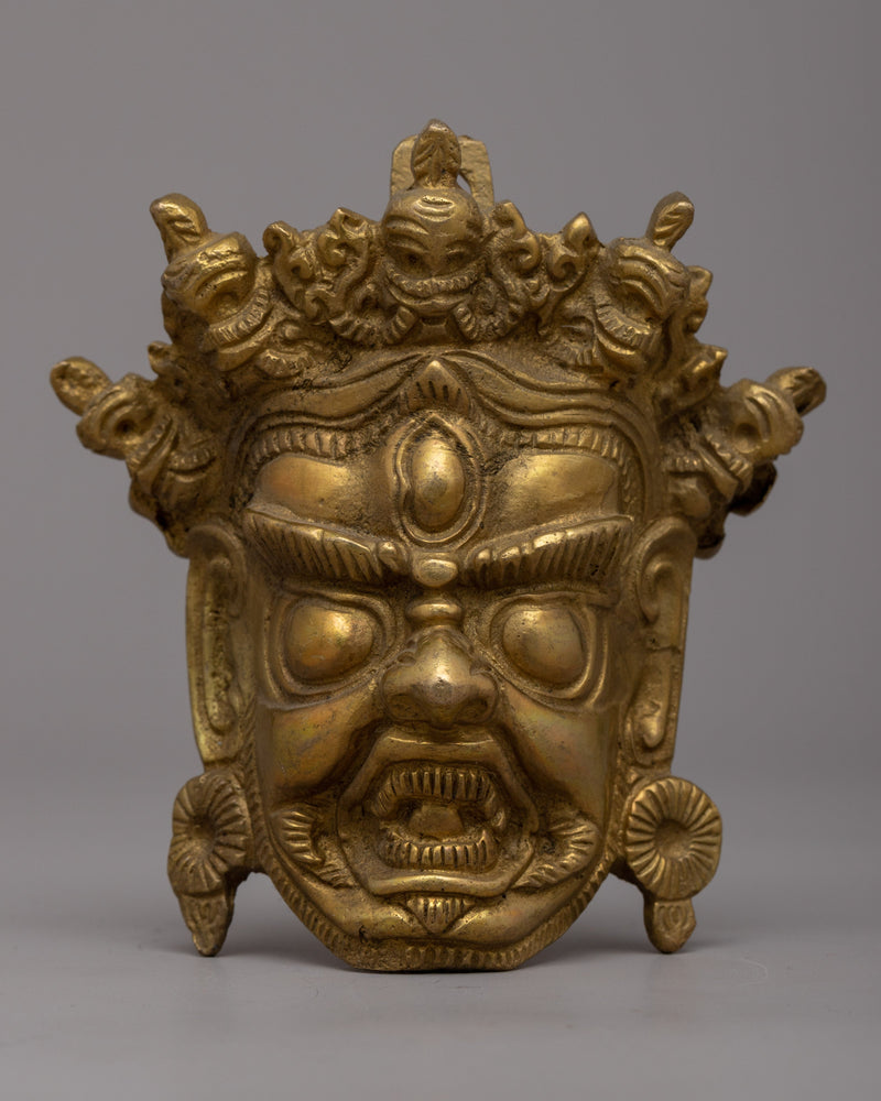 Brass Mahakala Head | Symbol of Wrathful Energy and Fearlessness