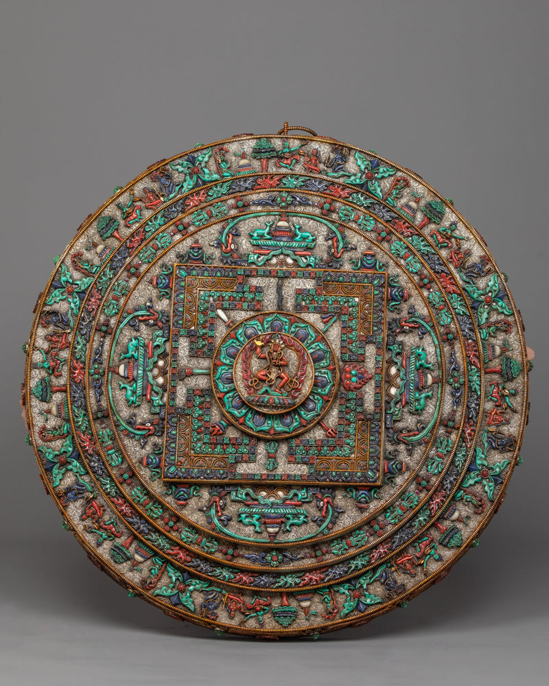 Handcrafted Round Mandala | Tibetan Deity Mandala Art | Home Decors