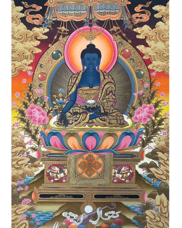 Original Hand painted Medicine Buddha Thangka | Tibetan Art