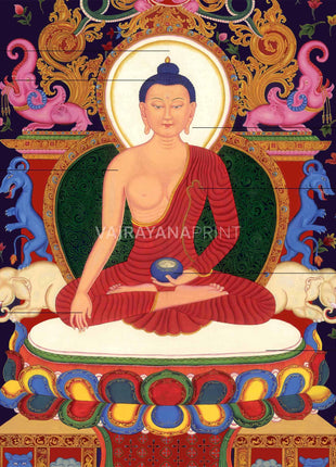 Tibetan Shakyamuni Buddha Thangka Print | Canvas Digital Print