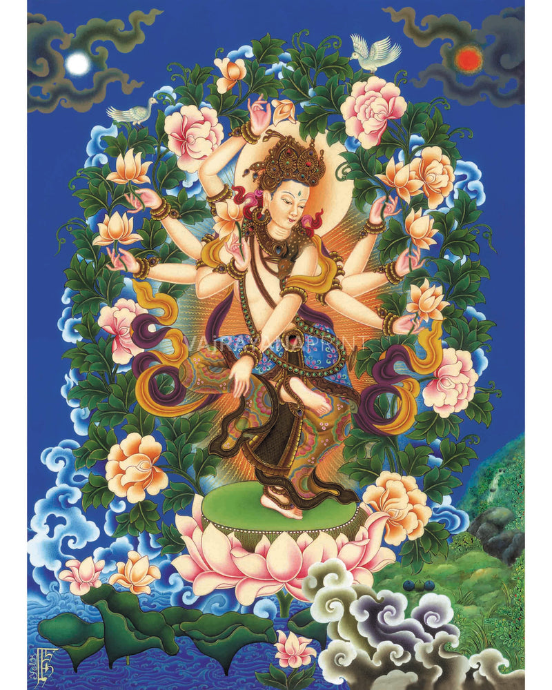 Chenrezig Bodhisattva Of Compassion Thangka Print | Wall Hangings