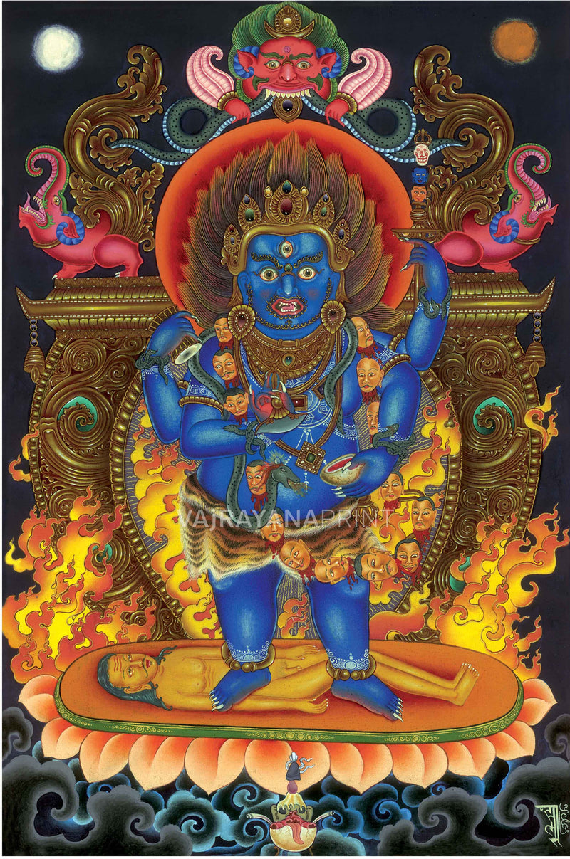 4 Armed Mahakala Thangka | High Quality Giclee Print | Spiritual Gift Ideas