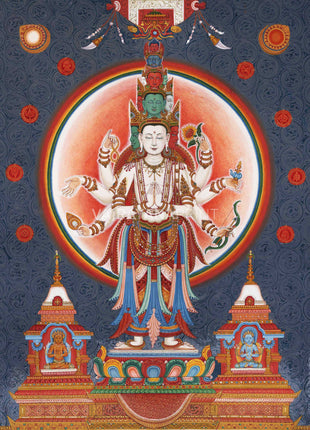 Lord of all Realms Lokeshwor Thangka Print