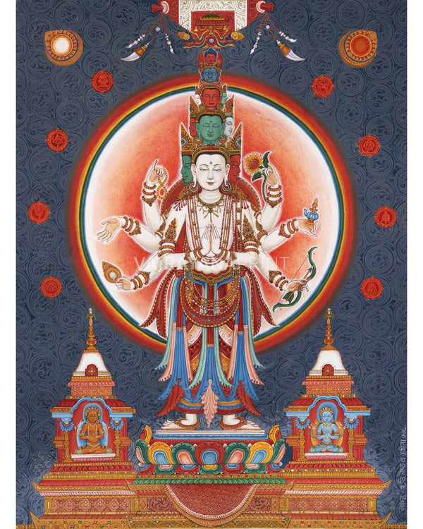 Lord of all Realms Lokeshwor Thangka Print